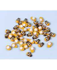 Small wooden decorative bees with sticker.