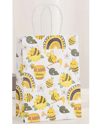 Paper gift bag with bee motifs